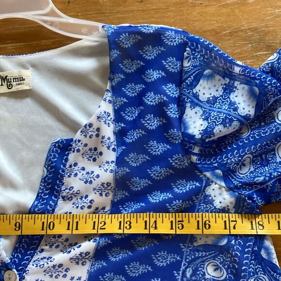 Show Me Your MuMu Jamie Long Sleeve Blue White Flowy Tunic Top Dress size S - Picture 7 of 8